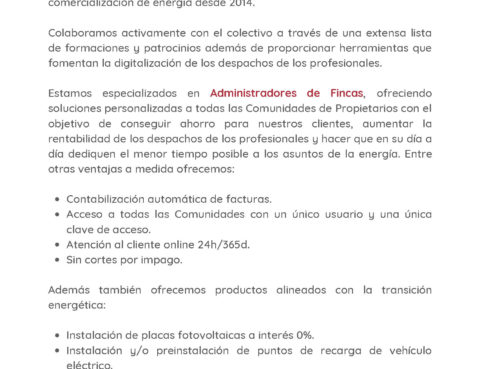 230322 Multienergía Verde, la comercializadora especializada en Administradores de Fincas